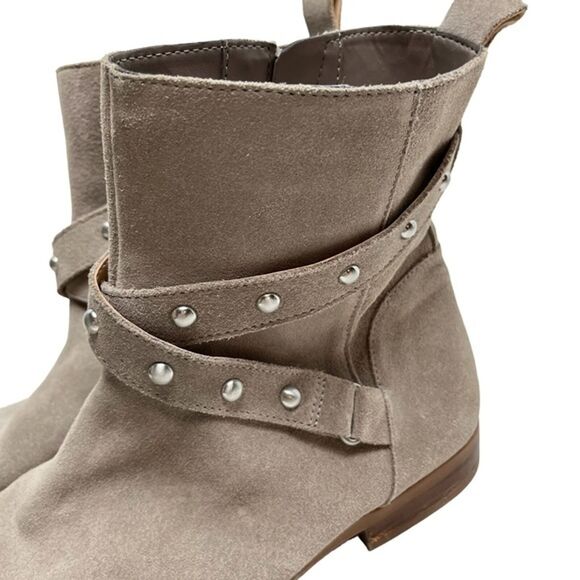 SOLE SOCIETY Taupe BELVANNE Genuine Leather Suede Ankle Boots Booties Shoes sz 8 - Picture 8 of 16